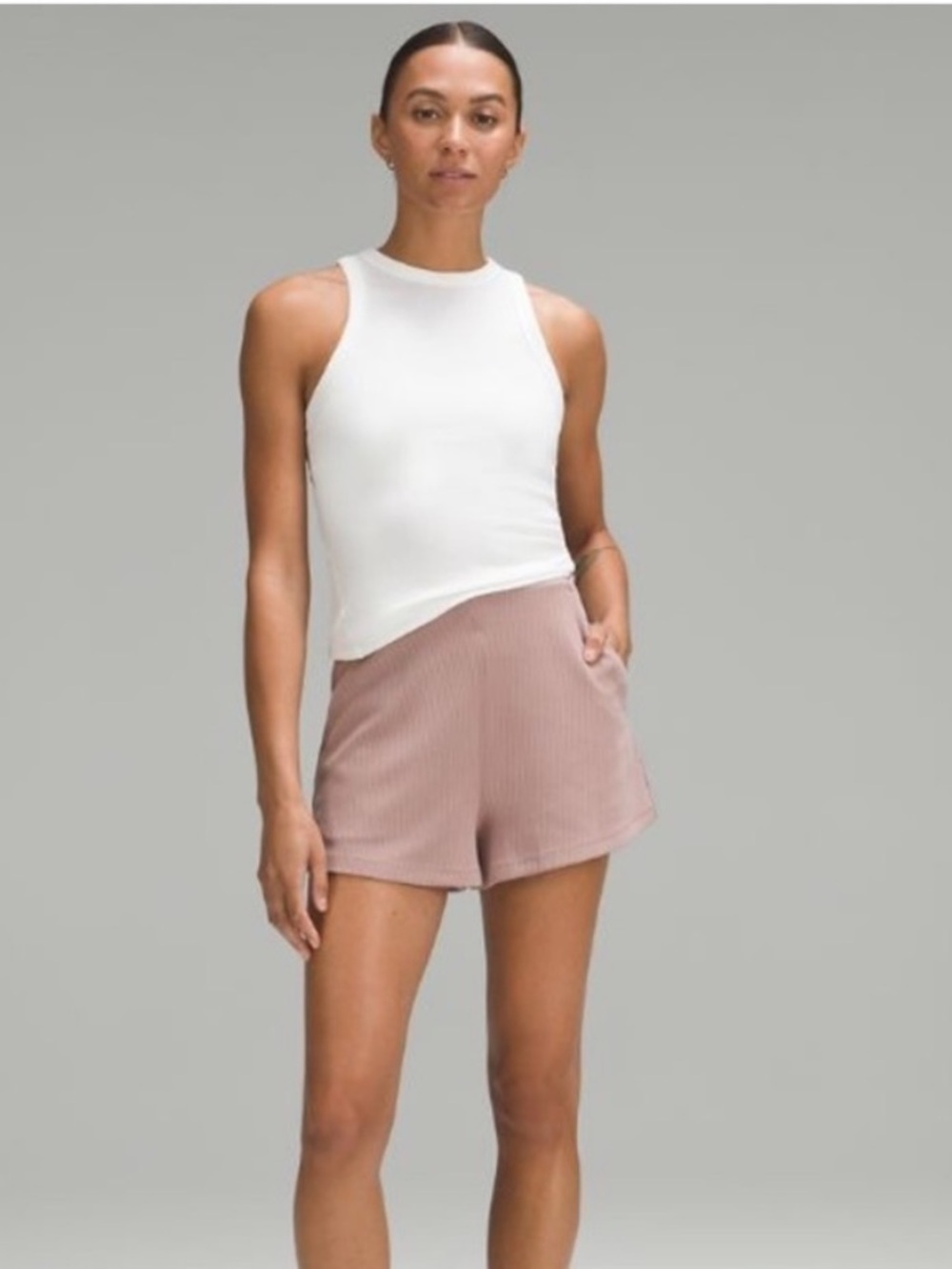 Lululemon Ribbed Soft Stream HR Shorts 2” - Twilight Rose (8) - Picture 3 of 8